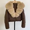 Women's Short Winter Faux Fur Collar Duck Down Jacket
