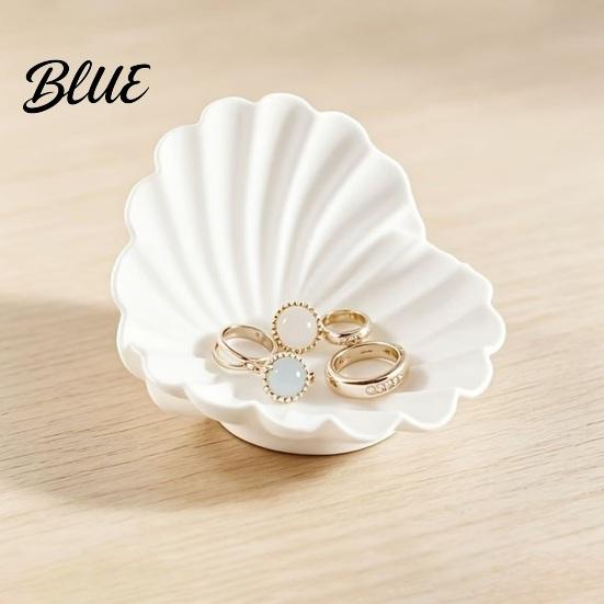 Decorative Jewelry Plate White Shell Dish, 3D Printed Holder, Creamy Dish Key Tray for Rings Earrings Necklaces