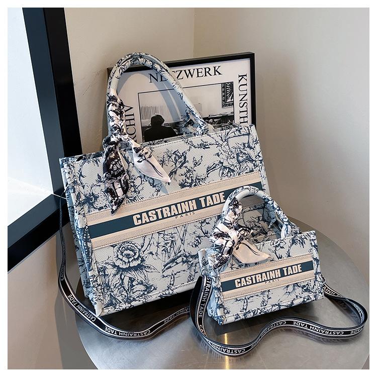 Portable tote bag women's new letter-printed shoulder large bag, foreign-style versatile casual messenger bag