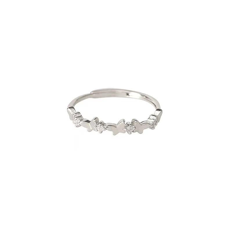 Small Butterfly Ring - Women's Luxury High-end Style Open Ring with Thin Ring Band for Index Finger - Unique Design with Adjustable Function