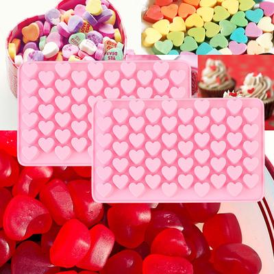 55 Doces Corações Silicone Chocolate Cookie Molde Assando Geléia Valentine 