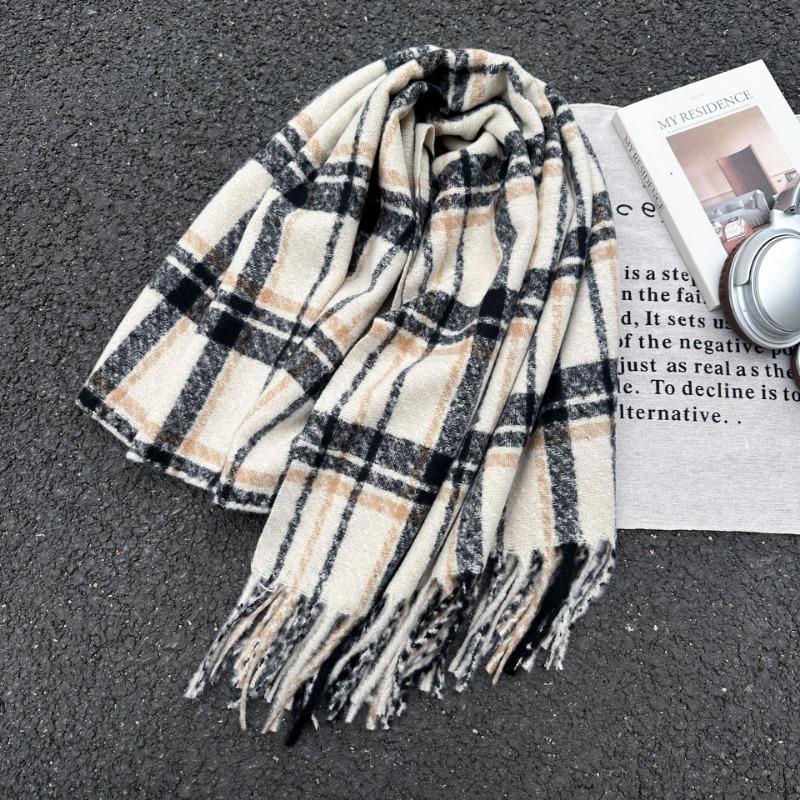 Vintage dunkelkaffee Maillard Schal Damen Herbst und Winter Student Warm Vielseitig Temperament Karierter Schal