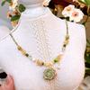 2026New style of dried rose flower and natural stone bead necklace, a unique and niche design French-style, gentle, and luxurious clavicle necklace