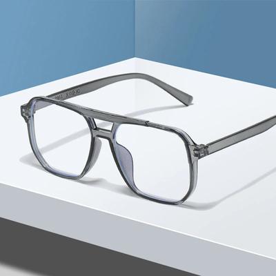 Fashion Transparent Anti Blue Light Double Bridge Computer Glasses Frame Unisex Square Blocking Glasses Optical Spectacle