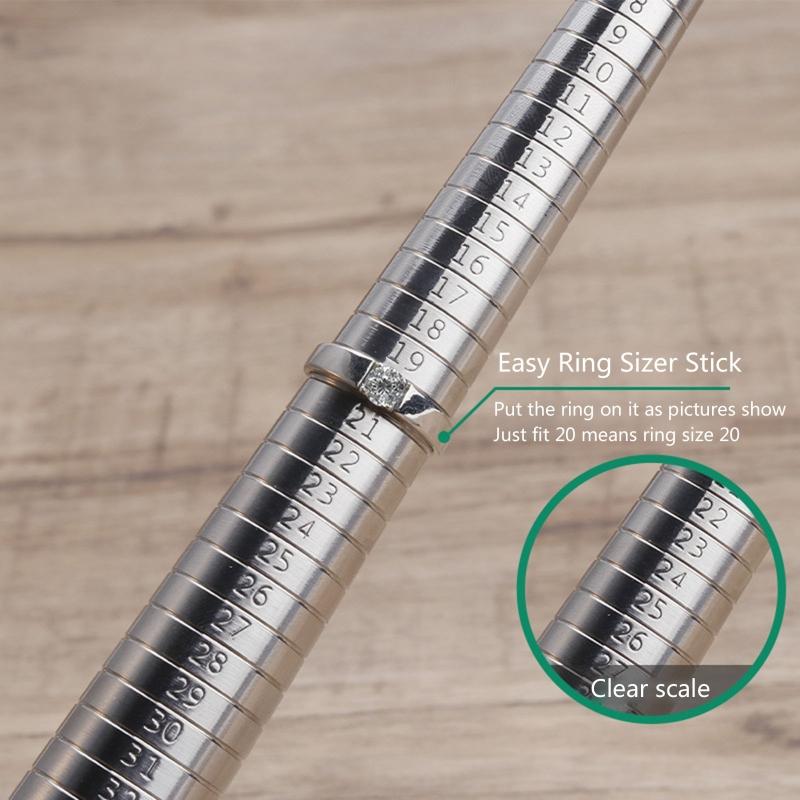 Ring Sizer Mandrel Measuring Tool Stainless Steel Ring Sizing Gauge Sizers Metal Finger Size Stick Jewelry Making Tool