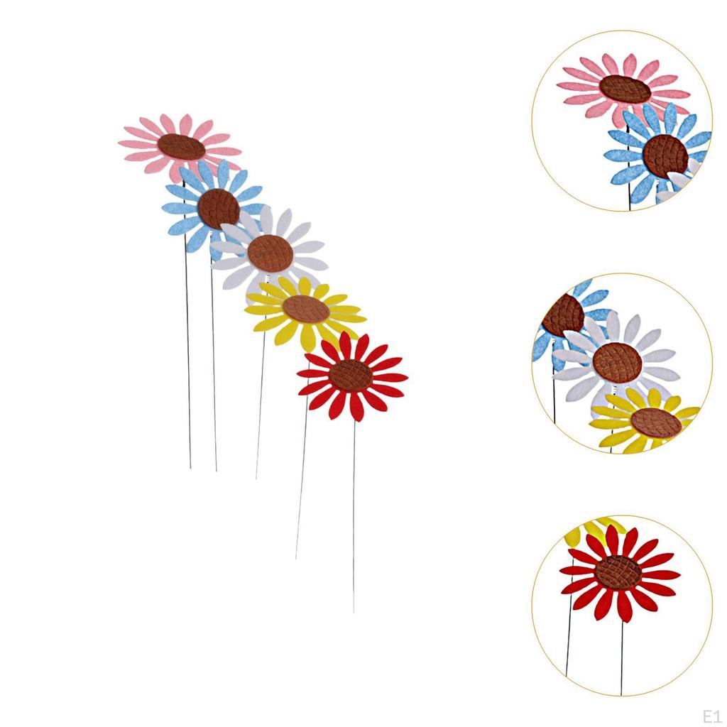 5x Metal Sunflower Garden Stakes, Spring Autumn Outdoor Decorative Lawn Yard Ornament for Swimming