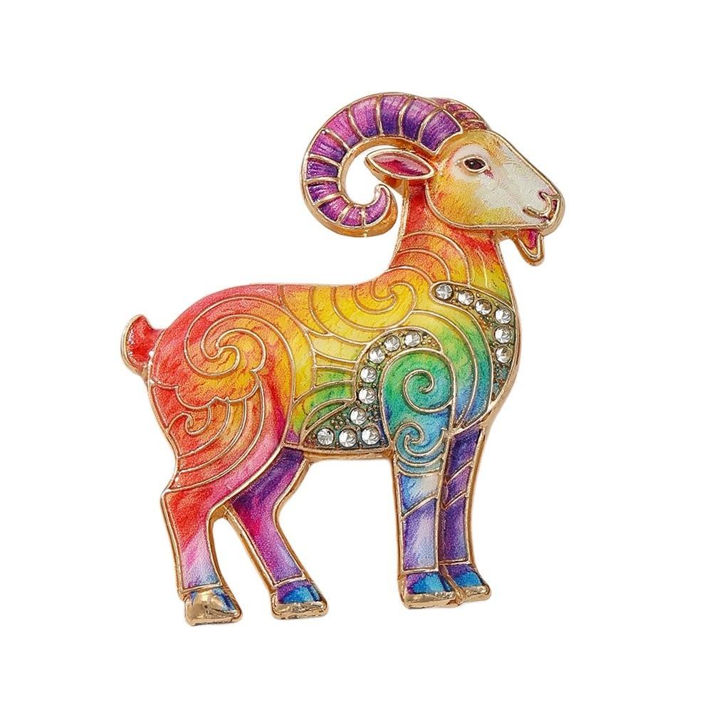 Diamond-inlaid Sheep Brooch Vintage Brooch Pins Trendy Lady's Suit Brooch  Cloth Accessories