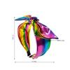 Metallic Wide Top Knot Hair Hoop Shiny Holographic Metallic Bow Headband Hair Accessory  For Women