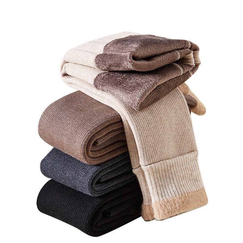 Girls' Fleece-Lined Warm Pants with Fur-Trimmed Cuffs for Autumn and Winter