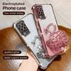 KEYSION Shockproof Plating Phone Case for Samsung A12 A22 4G Clear Soft TPU Glitter Jewelled Swan kickstand Back Cover for Galaxy M12