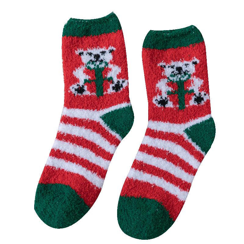 Women's Non-Slip Coral Fleece Christmas Socks, Mid-Tube, Thick and Plush, Perfect for Autumn and Winter, Ideal As Cozy Sleep Socks.