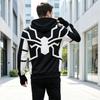 Unisex Casual Loose Fit Long Sleeve Hooded Jacket with Printed Pocket