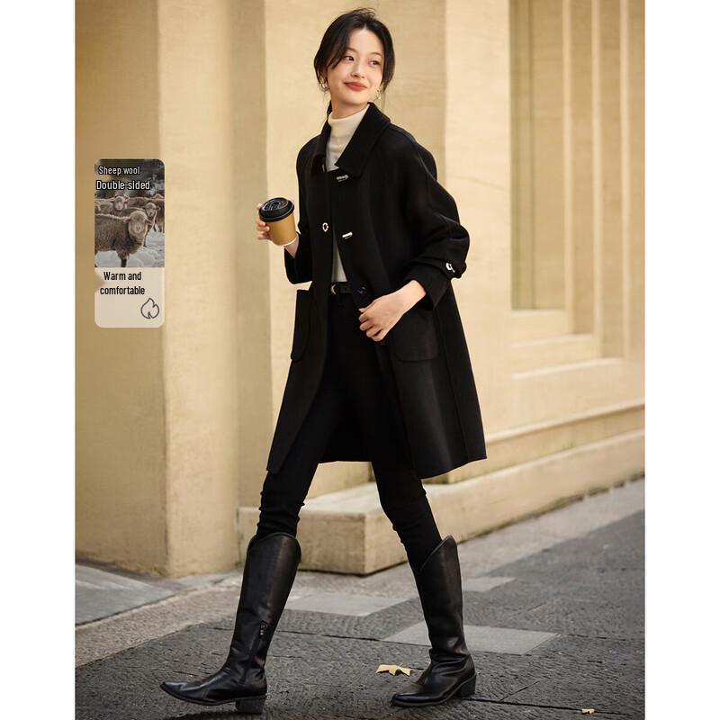 

Пальто средней длины двустороннее шерстяное Mohan Yimei с металлическими пряжками S