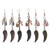 Women Steampunk Vintage Key Lock Angel Wing Dangle Earrings
