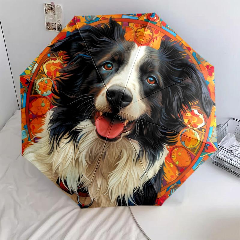 Moonlit Floral Dog Portrait Automatic Umbrella - Suitable Travel Outdoor Portable Umbrella Birthday Gift Daily Essentials