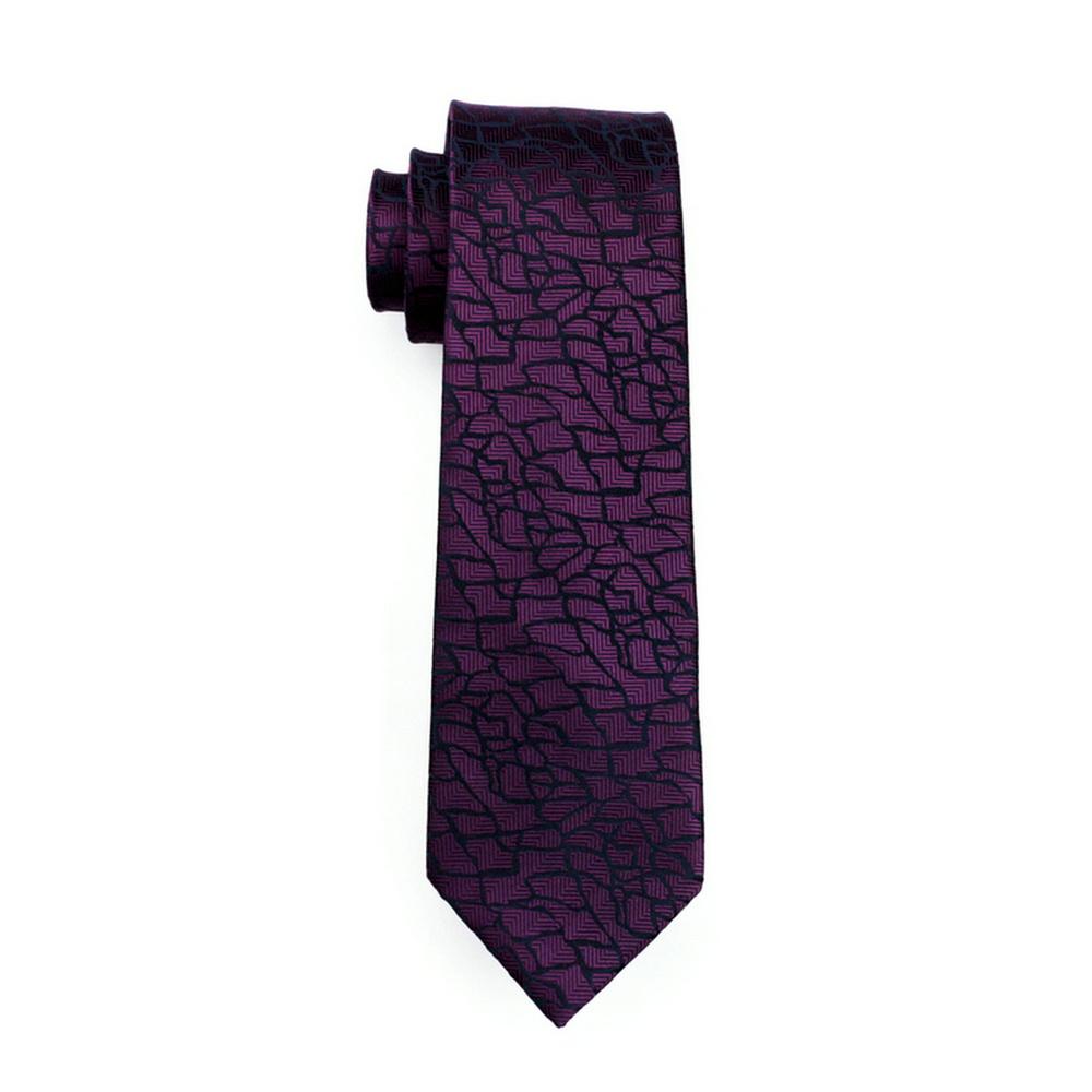 Hi-Tie Mens Silk Tie Purple Necktie Handkerchief Cufflinks Set for Party Wedding Business