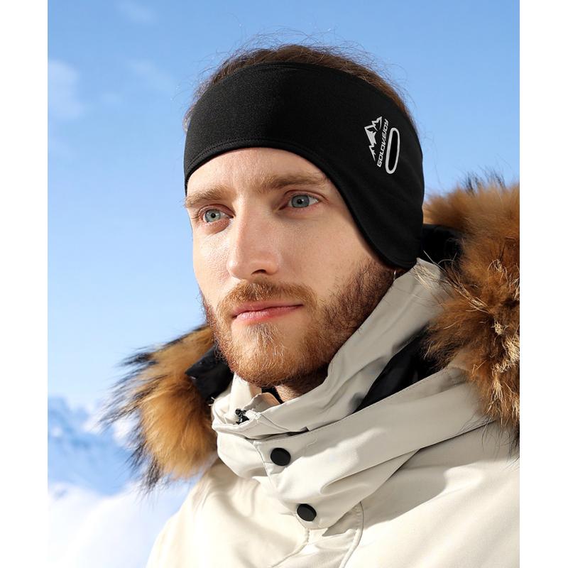Thermo-Fleece-Stirnband fürs Radfahren, Ohrenschützer mit Brillenloch für Motorrad, Wintersport, Skifahren