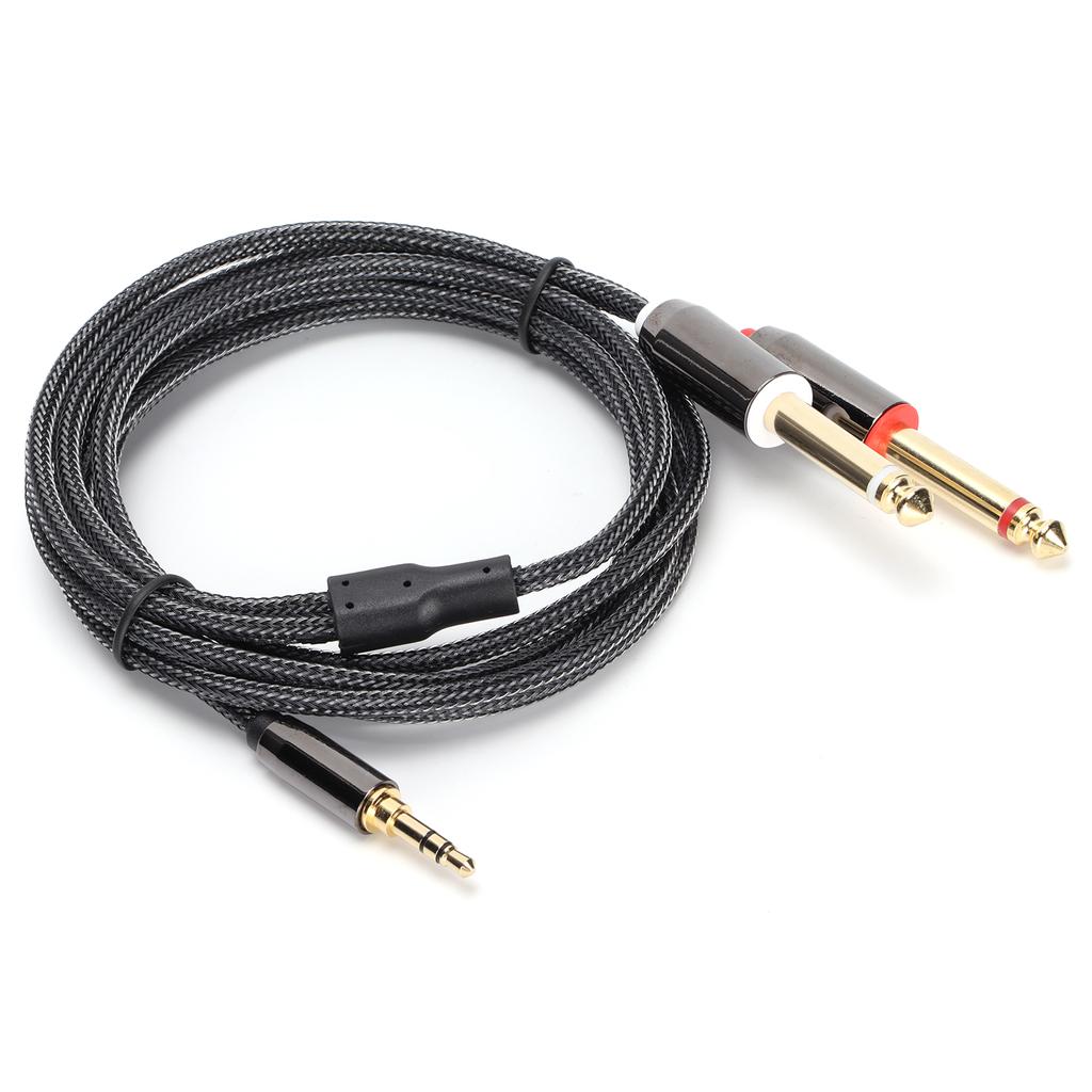 JK‑366 3.5mm to Dual 6.35mm Audio Line Male to Male Gold Plated Connectors Audio Cable