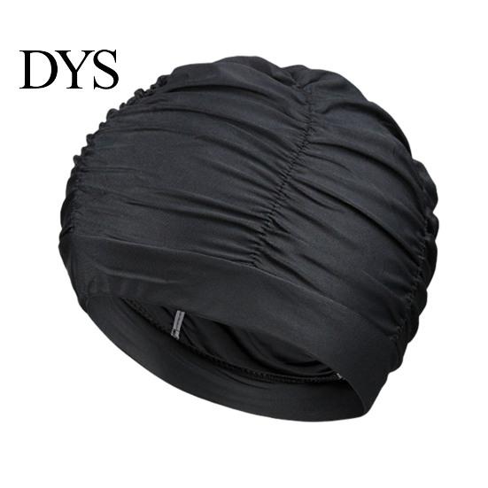 Adults Swimming Cap Women Cloth Cap, Breathable Ruffle Solid Color Swim Pool Ear Cover for Adults, Short Long Thick Hair Protection Bathing