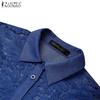 ZANZEA Women Casual Hollow Crochet Patchwork Loose 3/4 Sleeve Blouse