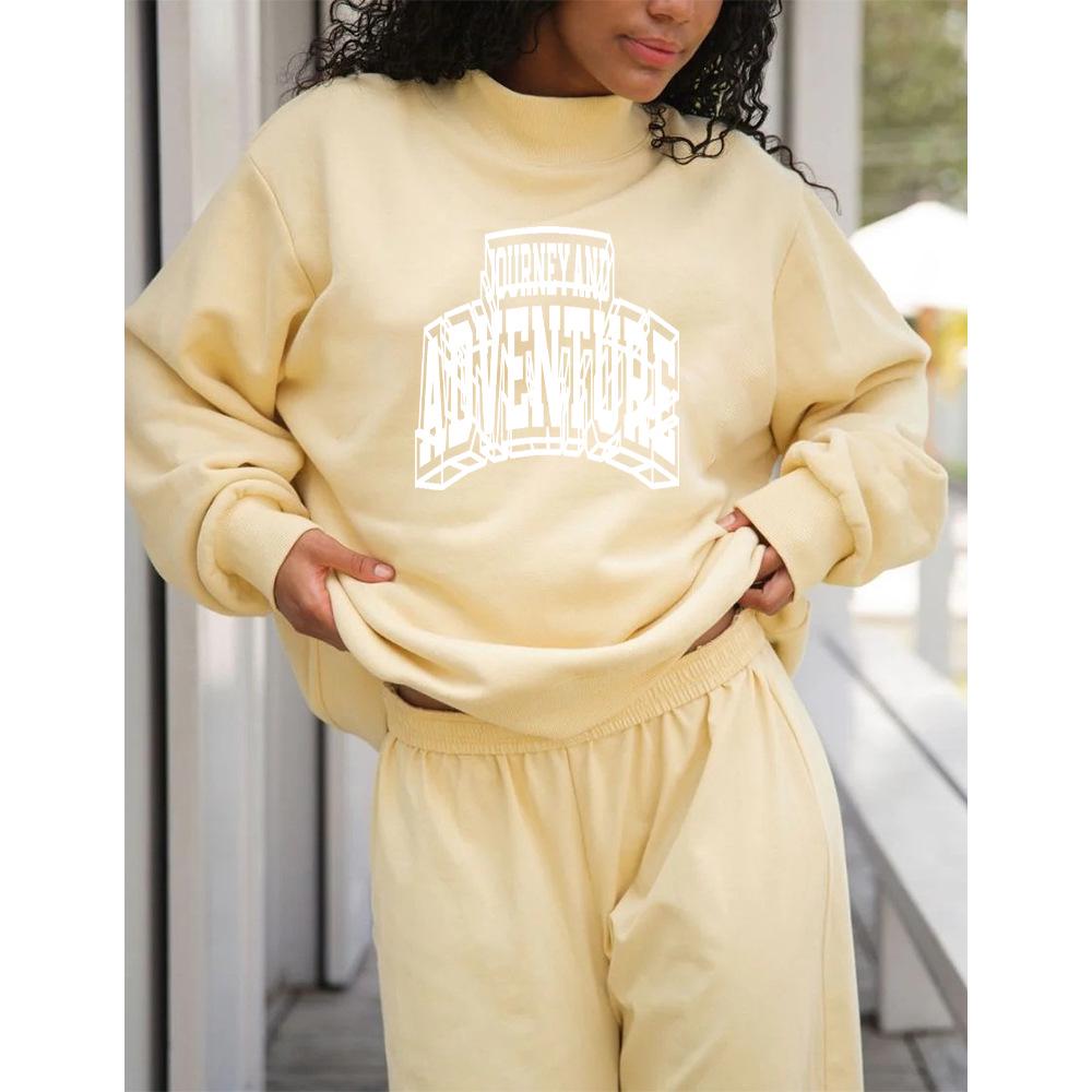 European Size Women's Autumn Heavyweight High Neck Casual Hoodie