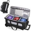 GOBUROS Bowling Bag with Wheels Bowling Bag for 3 Carry Bowling Bag with Shoe Storage Bowling Cart Bag