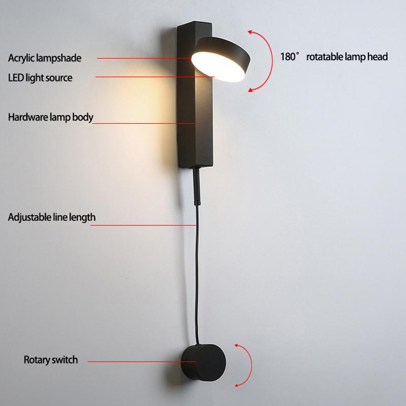 Led Wall Lamp Dimming Decor For Home Bedroom Surface Mounted Sofa Background Living Room Lightin Bedside Hotel Sconce Wall Light