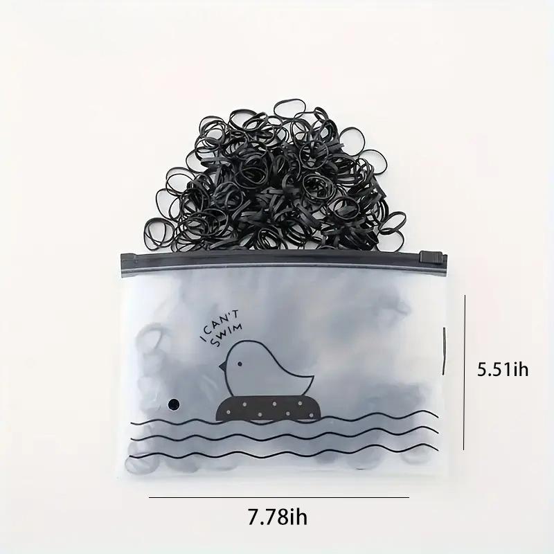 Black Rubber Hair Bands, Disposable Bulk Pack. 17x11cm, Durable Elastic, for Braids & Ponytails