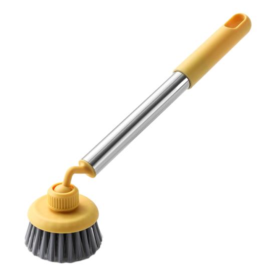 

Щетка для горшков с отверстием для подвешивания, для глубокой очистки, кухонная щетка, универсальная вращающаяся головка жёлтый