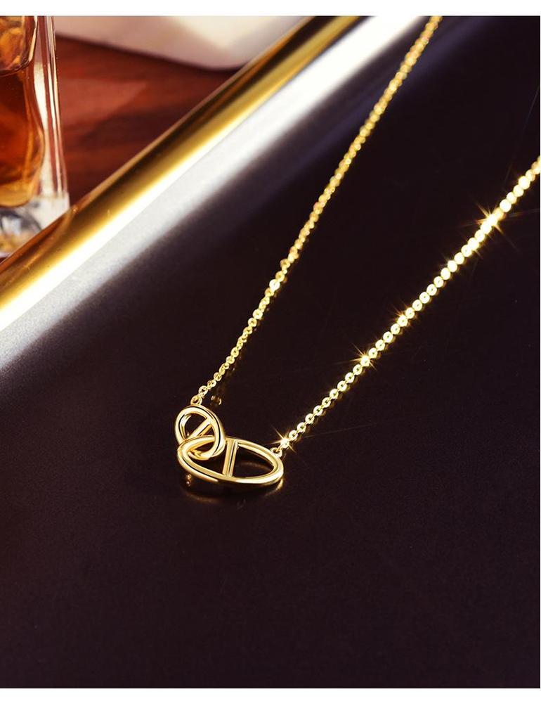 Collier Double Anneau Nez de Cochon en Argent Sterling S925 - Chaîne Clavicule de Luxe Chic pour Femme, Cadeau de Noël Parfait