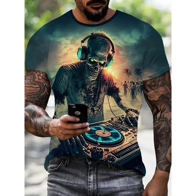 Gorąca Wyprzedaż Goth Halloween Męski T-shirt z Nadrukiem 3D Horror Joker Czaszka Okrągły Dekolt Krótki Rękaw Unisex Koszulka Top Męski Tee