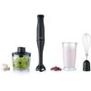 Mixeur plongeant 3-en1 - SEVERIN - SM3762 - 350 W - Pied amovible - Gobelet doseur 700 ml + Mini Hachoir + Fouet - Noir