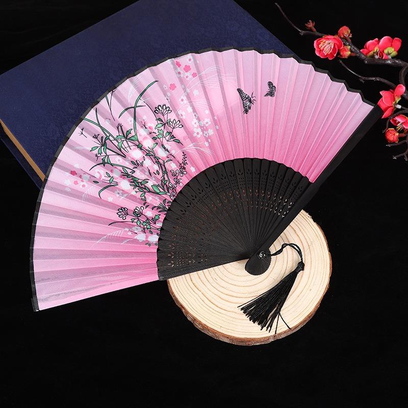 1 peça - Leque de mão multicolorido, leque de bambu dobrável, leque de mão para presentes de casamento na igreja, desconto para festas