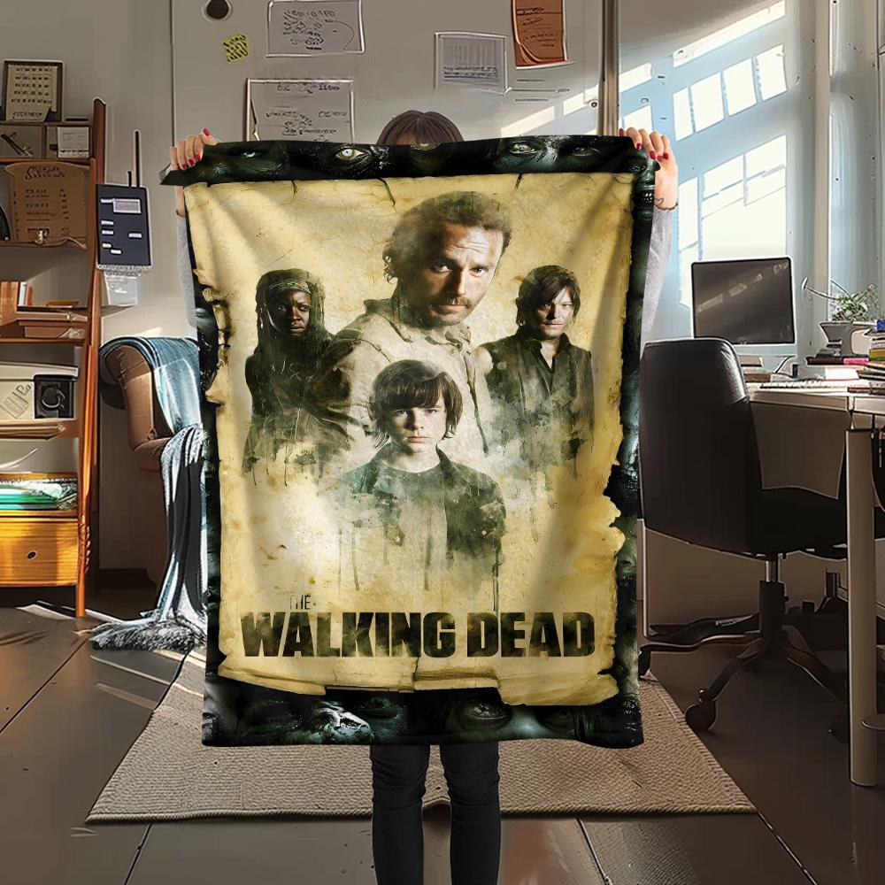 1PC The Walking Dead Print Flannel Blanket, High quality All Seasons, Home Decor, Warmth and Comfort, Perfect for Christmas Gifts