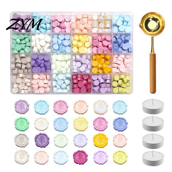 Vintage Letter Sealing Wax Seal Kit, with Beads Melting Spoon And Candles Set, Stamp for DIY Crafting Wedding Invitations Gift Craft Lovers
