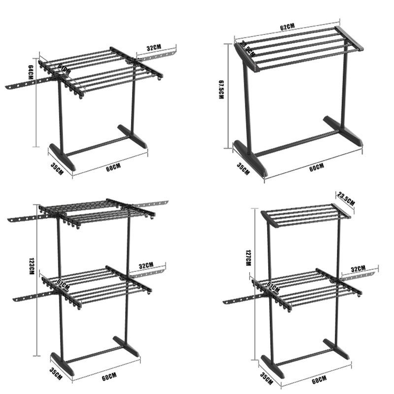 Versatile Foldable Clothes and Towel Drying Rack with Storage Shelf for Balcony or Floor Use