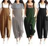 Einfarbige Damen-Overalls für Frühling und Sommer, lässig, lockere Trägerhose