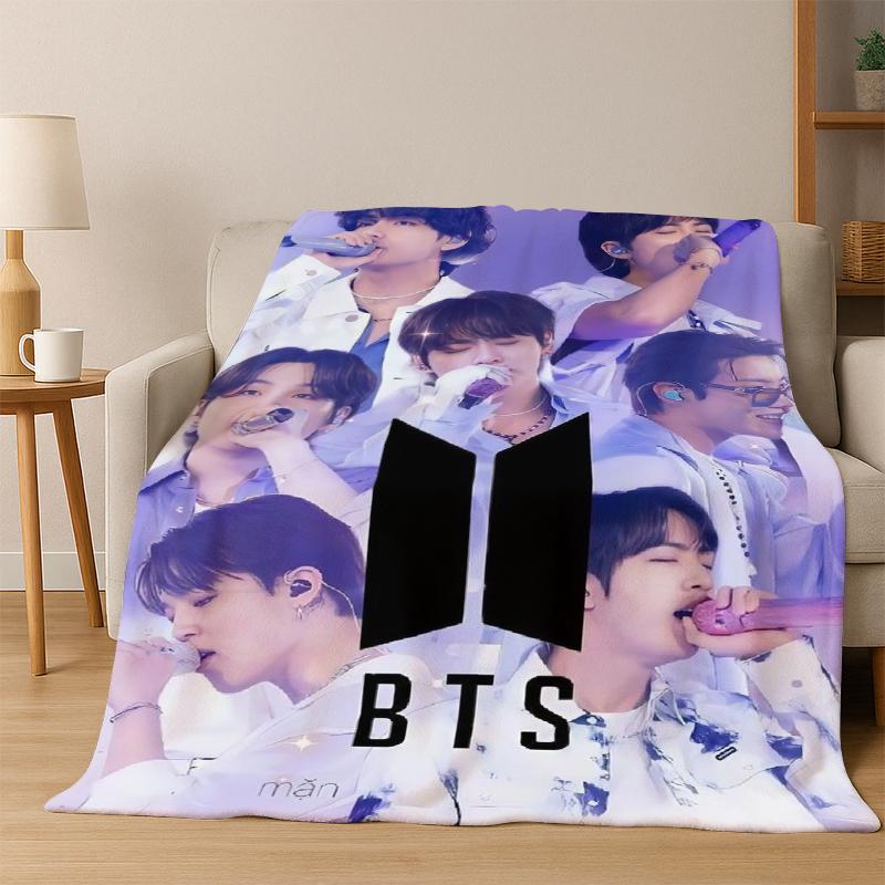 Fashion B-BTS Kpop Ultra Soft Flannel Throw Blanket, Warm Cozy Blanket for Couch Sofa Bed Bedroom Living Room Travel Gift