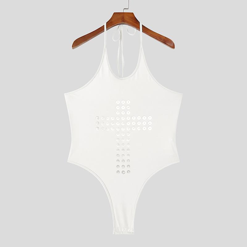 INCERUN Men Halter Sling Sleeveless Fitted Briefs Bodysuits One Piece Underwear Jumpsuits Party Wear