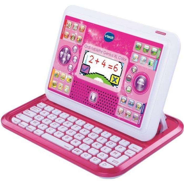 Ordi-tablette enfant vtech genius xl color rose - 2 en 1 avec écran couleur - mixte - a partir de 5 ans