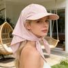 Turban Hat Adjustable Rear Strap Sweet Bow Widened Brim Blocks UV Rays Neck Protection Quick-Dry Ventilated Sun Hat