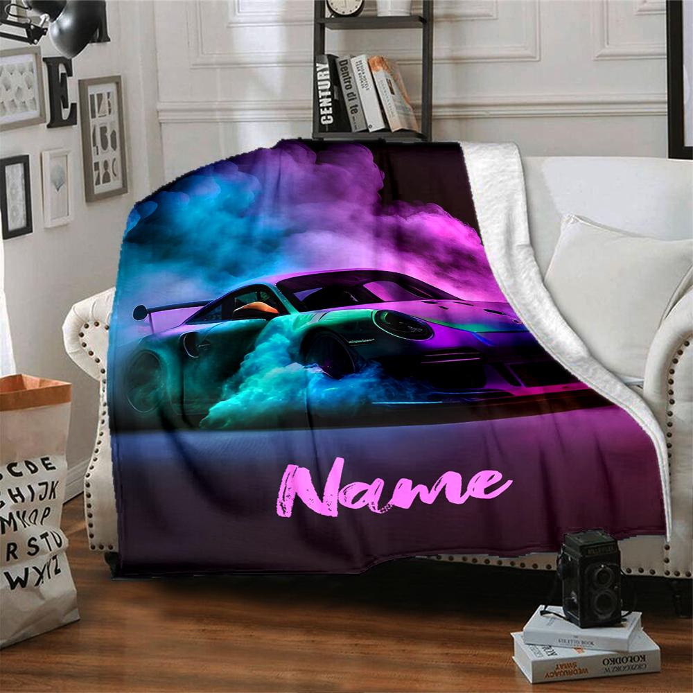 Custom Name Racing Theme Printed Blanket - Perfect for Couch, Bed, Travel & Outdoor Use | Machine Washable, Cozy & Durable.