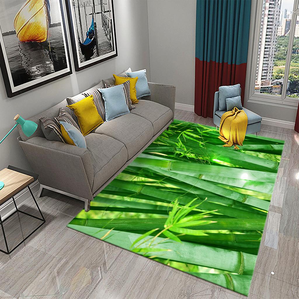 3D Green Bamboo Forest Bamboo Carpet for Bathroom Mat Plants Toilet Rugs Anti-Slip Mat Bedroom Living Room Floor Decor Carpets