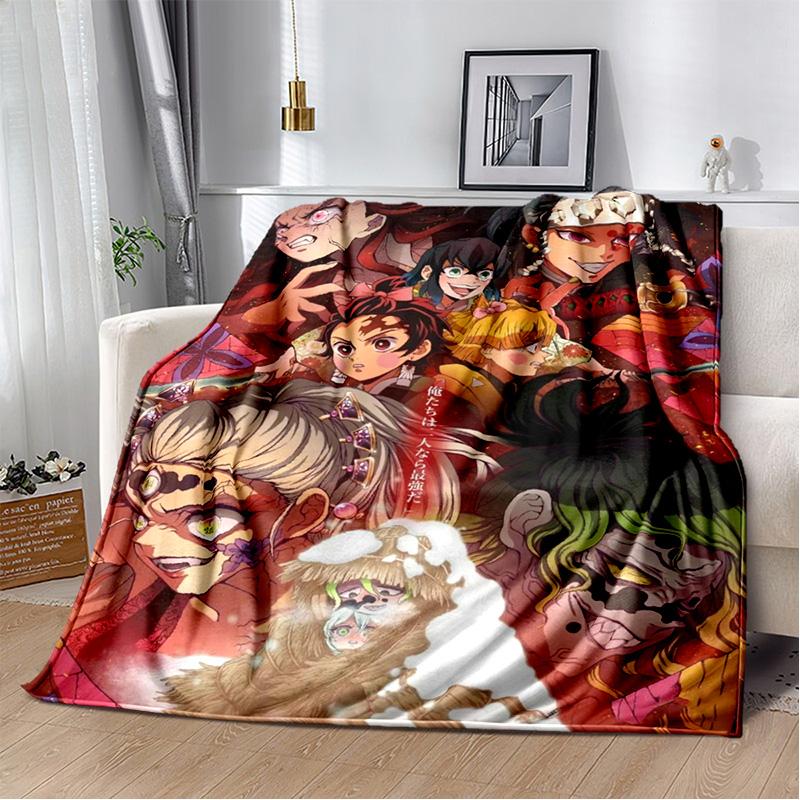 D-Demon Slayer Anime Blanket Sofa Office Nap Cover Blanket Kamado Nezuko Air Conditioning Blanket Soft and Warm
