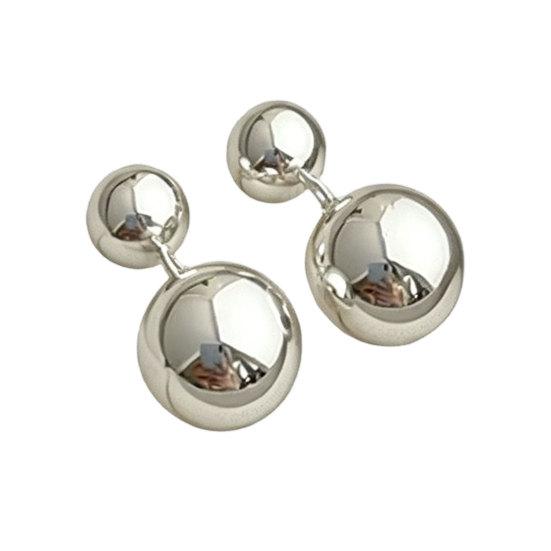 1 Pair Double Ball Drop Earrings for Women Girls, Dangle Stud Earrings, Minimalist Statement Jewelry