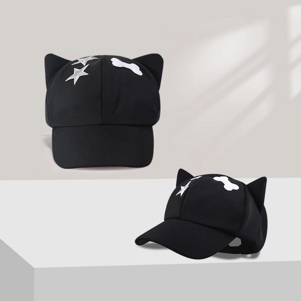 Harajuku Cat Ears Baseball Cap Cute Visor Cap Fashion Star Peaked Hat Outdoor