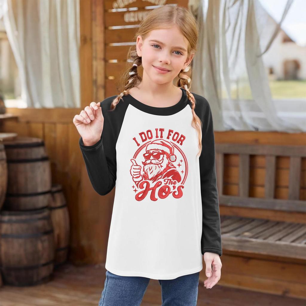 Kids' Fashionable Comfortable Christmas Print Neck Pullover Long Sleeve Top