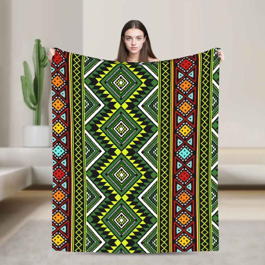 African Tribal Geometric Art Super Soft Blanket  Picnic Plush Throw Blanket Pattern Home Decor Flannel Bedspread Sofa Bed Cover