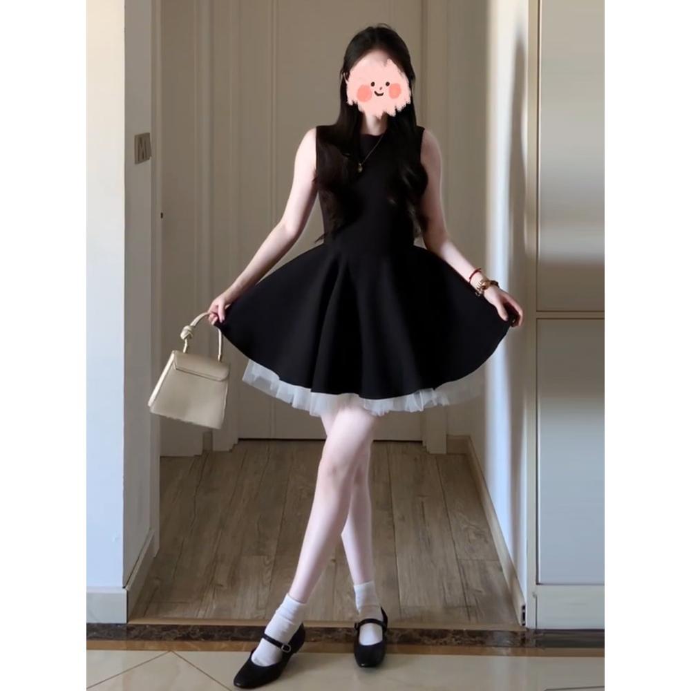 

Летнее черное платье-жилет с тюлевыми вставками, женственное, приталенное, платье принцессы XL- (recommended 110-60kg)