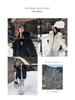 Women's Winter Hooded Cotton-Padded Parka with Stand-Up Collar and Badge Design